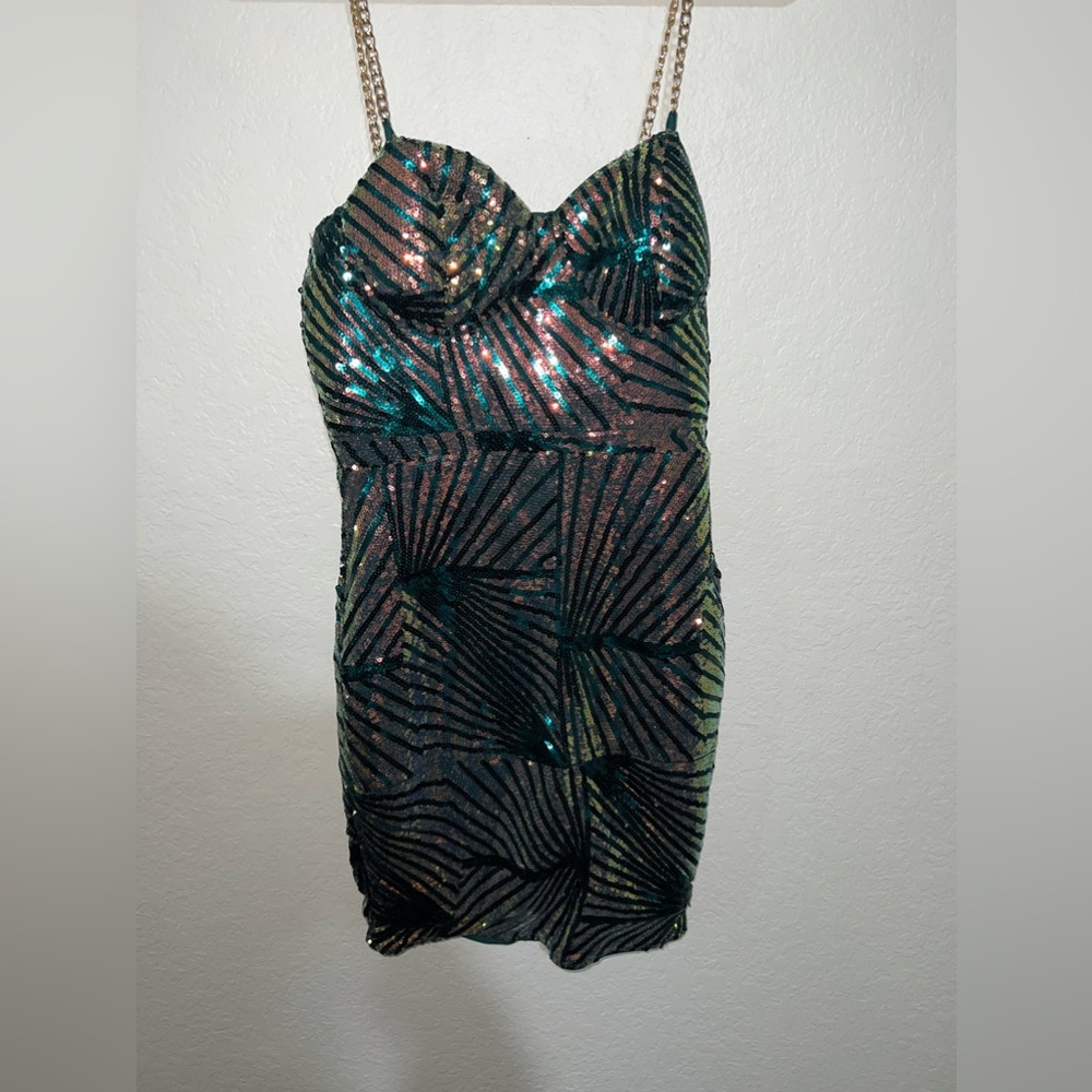Ready For The Night Sequin Mini Dress - Teal/combo
